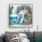 GXGLLPZBY 5D Diamond Paintings Kits for Beginners, Tiger Diamond Arts Kits for Adults, DIY Waterfall Paint by Diamonds, Full Drill Dot Gem Art Painting Kit for Home Wall Decor 13.8x13.8inch GXGLLPZBY