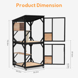 Nicedday Large Cat Catio, 4 Tiers Outdoor Cats House with Removable Platforms, Cat Outdoor Enclosure Window Access with Waterproof Cover, Indoor Catio with Caster nicedday