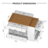 Polibi Walk-in Closet Island Organizer with 6 Drawers, Tempered Glass Display Top & 3-Side Open Shelves - Jewelry Vanity Storage Cabinet - Bedroom Wardrobe Center - MDF/Particle Board,White Polibi