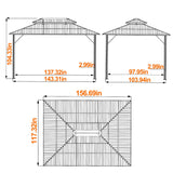 MUPATER Outdoor 10x13 FT Polycarbonate Hardtop Gazebo with Aluminum Frame, Double Roof Canopy Permanent Outdoor Pavilion with Netting & Curtains for Patios, Deck, Lawns, Gardens and Pools MUPATER