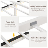 Twin Upholstered Canopy Bed Frame with Drawer & Crystal Tufted Storage Headboard Two-Purpose Metal Platform Bed with 4 Removable Posts & Charging Station Pink Princess Bed, Curtain Not Included Keyluv