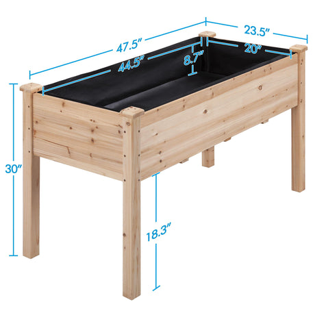 Yaheetech 1pc Raised Garden Bed 48x24x30in Elevated Wooden Horticulture Planter Box with Legs Standing Growing Bed for Gardening/Backyard/Patio/Balcony Yaheetech