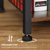 Lerliuo End Table with Fabric Drawer,3 Tier Industrial Wood Side Table with Storage,Modern Tall Printer Stand,Vintage Brown Nightstand,Rustic Bedside Tables for Living Room Bedroom Small Spaces Lerliuo