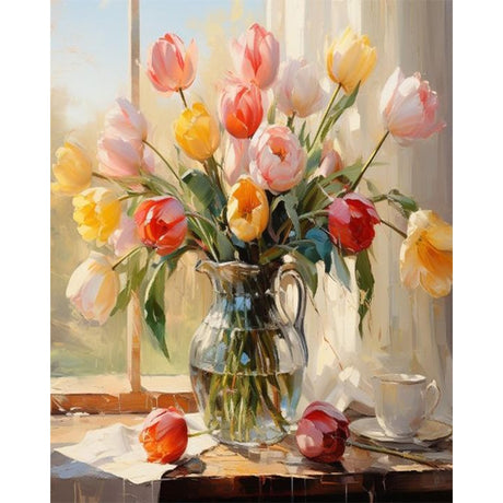 Arttoplus Flower Paint by Numbers Kit for Adults Canvas-Flower Paint by Numbers Kits for Adults,Flowers Painting by Numbers Adult for Gift Home Wall Decor(16x20inch) Arttoplus