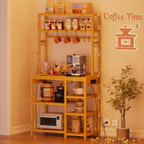 FORABAMB 8-Tier Bamboo Bakers Rack with Power Outlets and S-Shaped Hooks FORABAMB