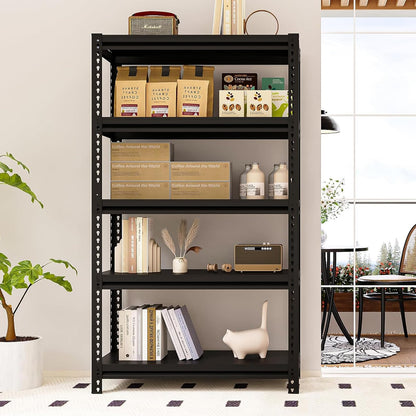 Kilyssa 72" H Storage Shelving Unit, 5-Tier Adjustable Heavy Duty Garage Shelves Metal Organizer Utility Rack, Black, 31.5" L x 16" W x 72" H for Kitchen Pantry Basement Bathroom Laundry