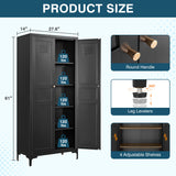 MIIIKO Storage Cabinet with Doors, Metal Pantry Cabinet, Tall Kitchen Storage Cupboard with 4 Shelves, Freestanding Storage Cabinet for Laundry Room, Garage and Bathroom MIIIKO