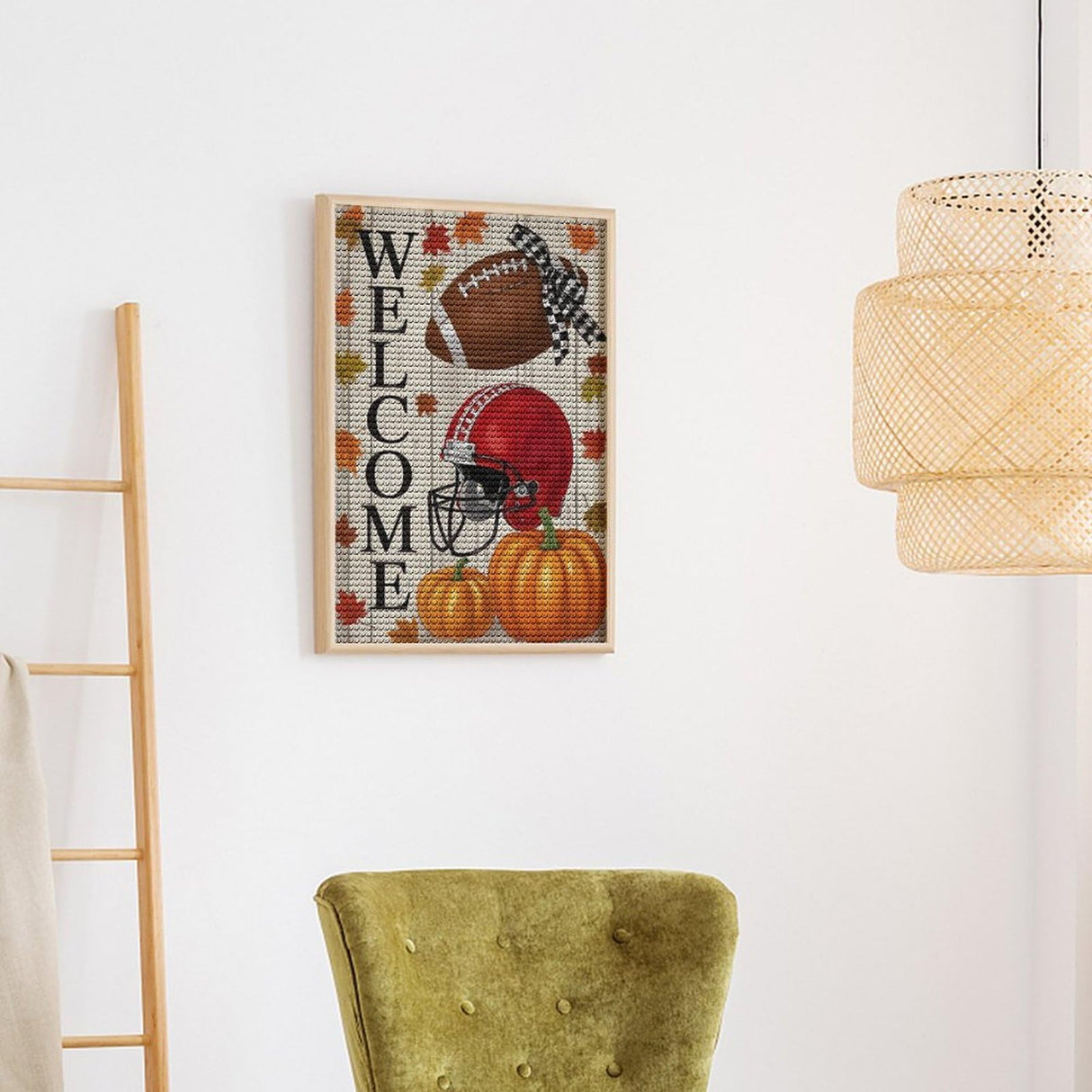 ETTUWNUI Diamond Painting Kits for Adults - Football Pumpkin Fall Welcome Painting DIY 5D Full Drill Diamond Dots Paintings with Diamonds Gem Art and Crafts Home Decor 8"x12" ETTUWNUI