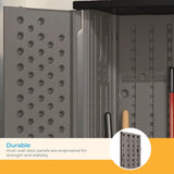 Suncast 22 Cubic Ft. Vertical Resin Outdoor Storage Shed with Lockable Double Doors, Weather-Resistant Multi-Wall Panels, Stoney Suncast