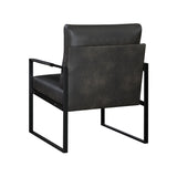 Lexicon Modern Accent Chair, Faux Leather Upholstered Living Room Chair With Wrapped Armrests, Arm Chair With Black Metal Frame,Comfy Single Chair For Living Room/Bedroom/Reading Room/Office,Dark Grey Lexicon