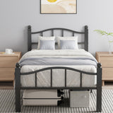 Blbeed Metal Twin Bed Frames, Noise-Free Design & Underbed Storage Heavy Duty Bed Frames with Headboard No Box Spring Needed/Tool-Free Assembly Blbeed