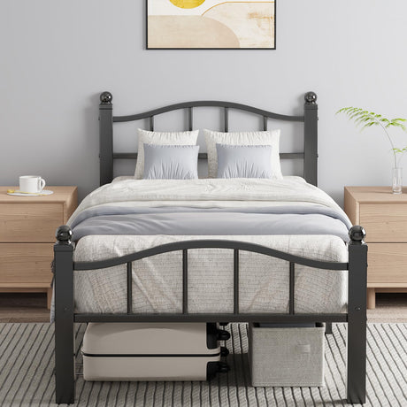 Blbeed Metal Twin Bed Frames, Noise-Free Design & Underbed Storage Heavy Duty Bed Frames with Headboard No Box Spring Needed/Tool-Free Assembly Blbeed