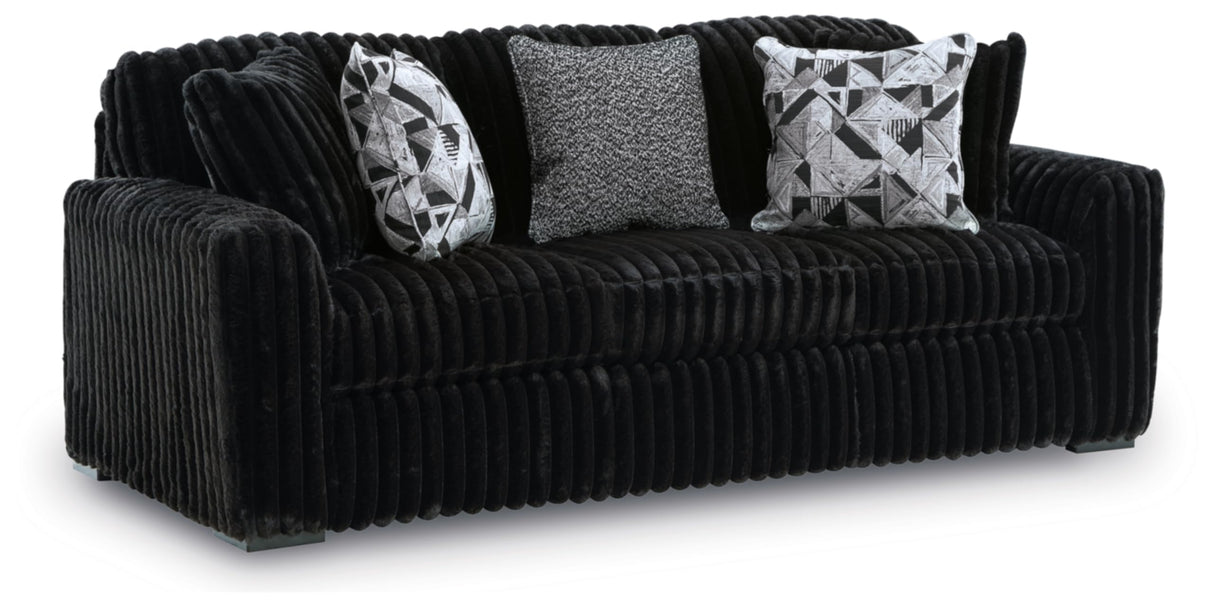 Signature Design by Ashley Midnight-Madness Modern Anti Sage Sofa with Reversible Cushions, Black Signature Design by Ashley