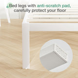 Novilla Heavy-Duty Queen Bed Frame with Headboard and Wooden Slat Support, Easy Assembly in White Novilla