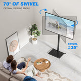 Rfiver Floor TV Stand with Wood Base for 32-60 inch Flat/Curved TVs up to 88 lbs, Swivel Height Adjustable TV Stand with Mount, Max VESA 400x400mm, Saving Space for Corner, Bedroom and Living Room Rfiver