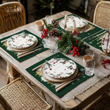 GEEORY Christmas Placemats 12x18 Inch Set of 4, Xmas Trees Snowflakes Winter Seasonal Holiday Farmhouse Kitchen Dining Table Decoration for Indoor Outdoor Dinner Party Décor (Green) GP127-18 GEEORY