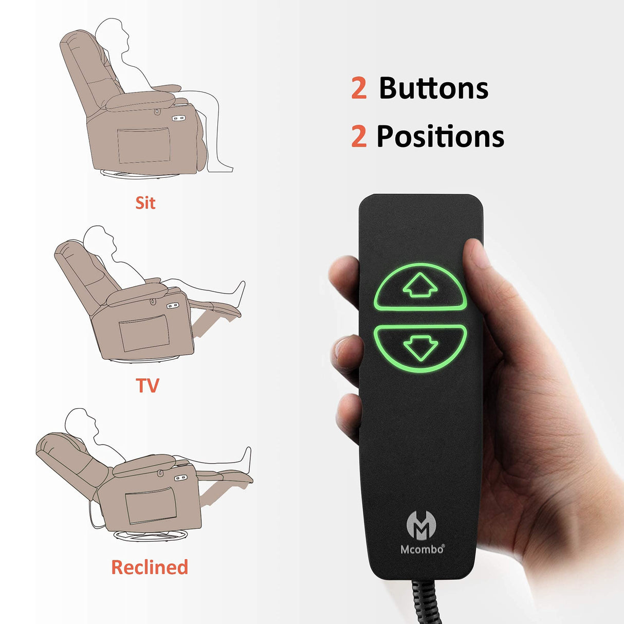 MCombo Electric Power Swivel Glider Rocker Recliner Chair with Cup Holders for Nursery, Hand Remote Control, USB Ports, 2 Side & Front Pockets, Plush Fabric 7797 (Grey) MCombo