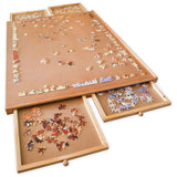 Bits and Pieces - 1500 Piece Puzzle Board with Drawers - Jumbo Wooden Puzzle Plateau – Portable Puzzle Table 26"x 34" - Tabletop Deluxe Jigsaw Puzzle Organizer and Puzzle Storage System – Gift for Mom Bits and Pieces