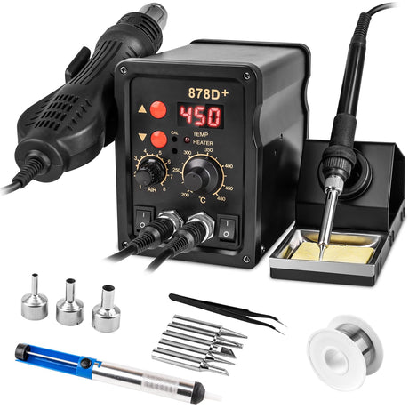 Beaiguna 2 in 1 Hot Air Rework Soldering Iron Station Kit, Precision Circuit Board Soldering Gun Kit, Rapid Heat up Solder Station, Upgrade Dual System Independent Control, Auto Sleep & Calibration Beaiguna