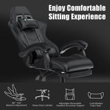 Bigzzia Gaming Chair with Footrest, Ergonomic Game Chairs with Headrest and Lumbar Support, Adjustable Height, Reclining, Racing Style, and 360°Swivel Seat for Computer/Video Game Chair,Black Bigzzia