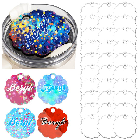 ToBeAce 30 Pcs Sublimation Hardboard Name Plate Blanks Topper for Stanley Tumblers 30 20 oz Cup Lid H2.0, MDF Personalized Name Tag for Customized Tumblers with Handle, Rectangle (NOT 40) ToBeAce