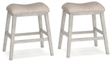 Signature Design by Ashley Skempton Modern 24" Counter Height Upholstered Barstool, 2 Count, Whitewash Signature Design by Ashley