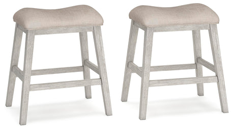 Signature Design by Ashley Skempton Modern 24" Counter Height Upholstered Barstool, 2 Count, Whitewash Signature Design by Ashley