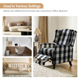 HULALA HOME Wingback Recliner Chair, Traditional Push Back Recliner Single Sofa with Solid Wood Legs, Modern Lounge Armchair for Living Room, Comfy Upholstered Accent Reclining Chair, Buffalo Black HULALA HOME