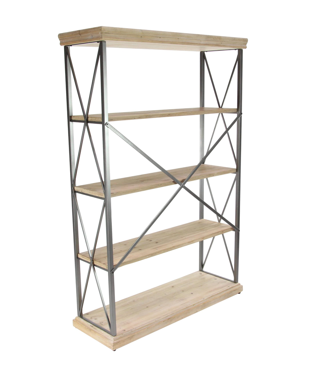 Deco 79 Industrial Wood Shelving Unit, 72 x 48 x 17 Inches, Brown/Iron Deco 79