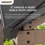 Sunjoy 12 x 12 ft. Hardtop Gazebo 2-Tier Wooden Frame Outdoor Gazebo with Ceiling Hook for Patio, Backyard, and Garden, Brown Sunjoy