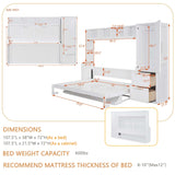 Linique Full Size Murphy Cabinet Storage Wall Bed with Closet and Drawers and Built-in Top Shelf,Hide a Bed on a Wardrobe Space Saving Design,White Linique