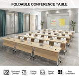 6pcs Folding Conference Room Table, 4.6 FT Mobile Conference Room Table Classroom Tables with Wheels Folding Training Table for Office Classroom Meeting Training (6PCS 55" L) robwibw