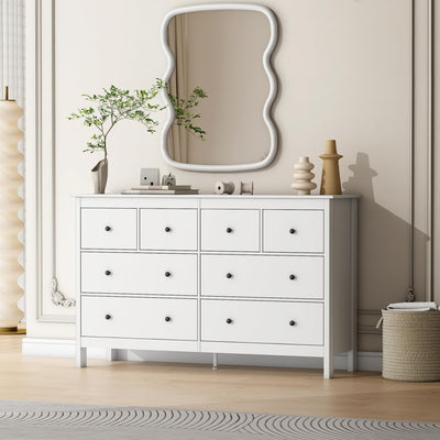 wanan 8 Drawer Dresser, 50" Modern White Dresser &Chests of Drawer, 8 Drawer Wide Dressers for Bedroom