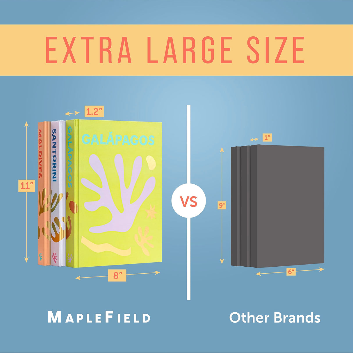 Maplefield XL Travel-Themed Blank Book Set of 3 for Writing, Home Decor, Coffee Table, Bookshelves – Luxury Decor (Maldives, Santorini, Galapagos) Maplefield