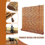 Bamboo Blinds for Interior Windows, Cordless Blackout Roller Shade Privacy Partition Natural Roll-up Reed Shades Retro Outdoor Bamboo Curtain 20 34 38 42 48 50 52 58 60 66 68 70 72 76in(32in x 64in(W KAKVSRBPER