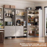 Aheaplus Closet System with 6 Drawers, 4 Hanging Rods & Corner Tower, Corner Closet System with Hanging, 86.8" L-Shaped Walk-In Wardrobe Organizer, 2000+ lbs Capacity, Set of 3, Grey Aheaplus