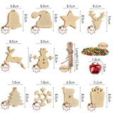 50pcs Christmas Wooden Ornaments for Crafts, 10 New Styles Unfinished Wood Slice Ornaments, Wooden Christmas Ornaments to Paint, Christmas Tree Hanging Ornaments Wood Christmas Decoration DIY Crafts Sotipevs