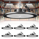 ELEKICO Super Bright 250w UFO LED High Bay Light 35000lm with Plug 5ft Cable (Eqv.1000w Mh/Hps/Hid),5000k High Bay Led Shop Lights Garage Lighting for Garage Factory Workshop Warehouse Barn -6pack ELEKICO