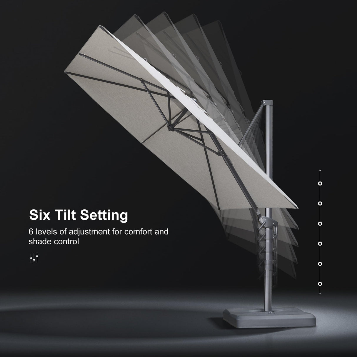 PURPLE LEAF 9 FT Cantilever Patio Umbrella Outdoor Aluminum Offset Square Umbrella with 3 Years Fade Resistance Recycled Fabric and 360-degree Rotation for Deck Pool Garden, Light Grey PURPLE LEAF