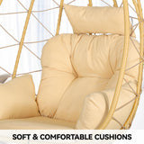YITAHOME Wicker Rocking Egg Chair, Outdoor Patio Rocking Chair with Cushioned Comfort, 330lb Capacity, Anti-Slip, All-Weather Resilient Egg Lounger Chair for Indoor & Outdoor Relaxation Spaces, Beige YITAHOME