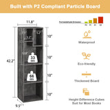 VECELO 4-Tier Bookcase, Modern Storage Cabinet with Height Difference Shelves for Standard Textbooks, 5 Cubes, Vertical or Horizontal, Easy Assembly, Grey VECELO