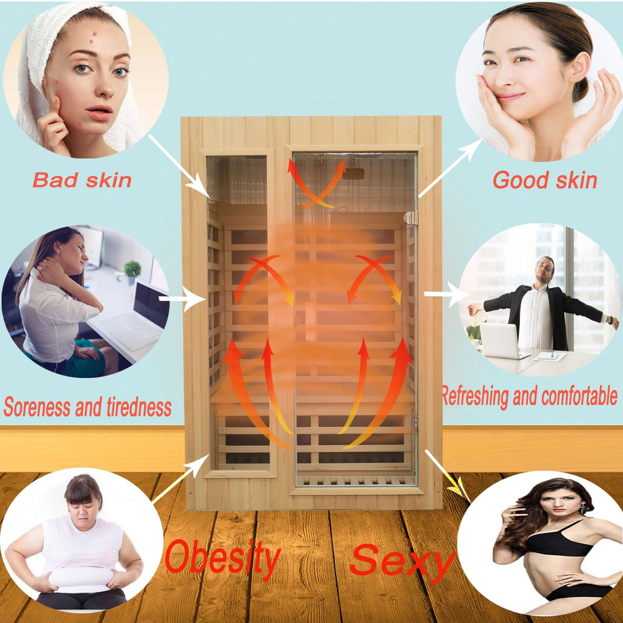 KUNSANA 2 Person Infrared Sauna, Far Infrared Saunas for Home, Hemlock Wood Sauna Room, Low EMF Indoor Home Sauna Spa, 1500Watt, Bluetooth Speakers, Reading Lamps KUNSANA