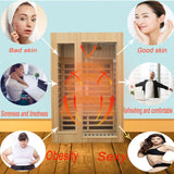KUNSANA Infrared Sauna 2 Person, Low EMF Infrared Saunas for Home, Indoor Home Sauna Spa, Hemlock Wooden Sauna Room, 1500Watt, Bluetooth Speakers, Reading Lamps KUNSANA