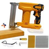 18GA Cordless Brad Nailer for Dewalt 20V MAX Battery, 2-in-1 Electric Nail Gun/Staple Gun, with 1000pcs Nails and 500pcs Staples, for Upholstery Woodworking, Tool Only (Yellow) Yuqutum