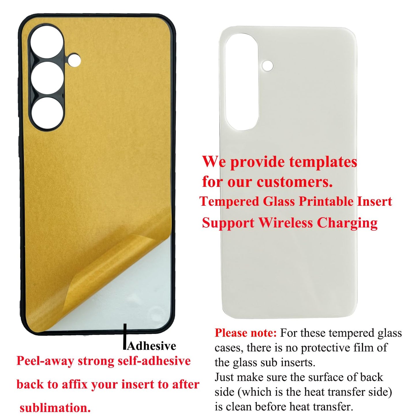 5PCS Sublimation Blanks Phone Case Bulk Covers Compatible with Samsung Galaxy S24 5G, Support Wireless Charging, Easy to Sublimate DIY, 2 in 1 2D Soft Rubber Case + Tempered Glass Inserts