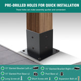 Kinchoix Pergola Brackets, 2 Pack Woodworks Pergola Kit 15° 3-Way Right Angle Corner Bracket with Pergola Post Base for 4x4'' (Actual: 3.5x3.5'') Wood Beams Elevated Wood Stand Kit 6 Pc Kinchoix