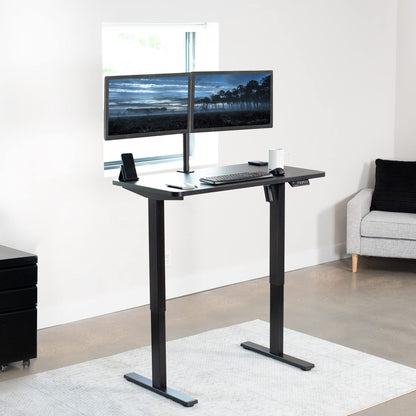 VIVO Electric 43 x 24 inch Standing Desk Workstation, Memory Controller Height Adjustment, 1B Series, One-Piece Black Top, Black Frame, DESK-KIT-1B4B