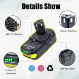 FSKE 2Pack 4.0Ah Lithium Battery Replacement for Ryobi 18V Battery ONE+ P108 P102 P103 P104 P105 P107 P108 P109 P190 P191 P122 FSKE