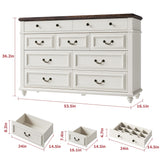 Jocoevol White 9 Drawer Dresser for Bedroom, 54" Wide Farmhouse Large Double Dressers & Chest of Drawers with Vintage Handle, Wooden Dresser TV Stand for Living Room, Hallway, White Jocoevol