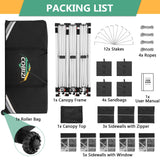 COBIZI 10x30 Pop Up Canopy Tent with 8 Removable Sidewalls Ez Pop Up Party Tent 10x30 Waterproof Instant Shelter UPF50+ Outdoor Canopy Tent for Parties Wedding Events,with Roller Bag&4 Sandbags,Black COBIZI
